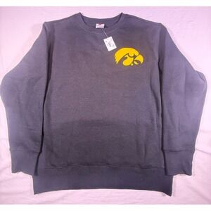 Champion Iowa Hawkeyes Crewneck Sweatshirt Adult Large Black NEW Logo Fleece